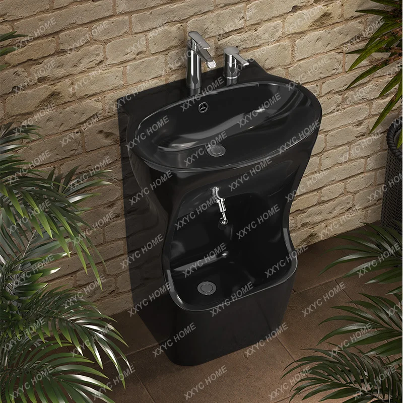 

Керамическая колонная раковина для больших и малых квартир, простого цветового дизайна, для внутреннего и наружного использования.