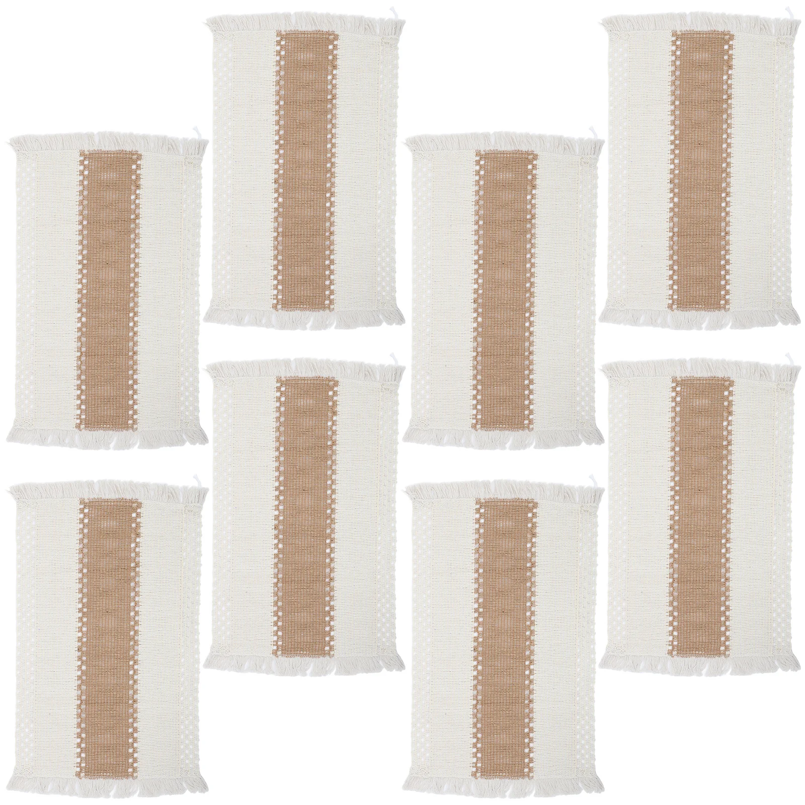 

8Pcs Cotton Linen Woven Placemat Tassel Anti-Skid Heat-Resistant Dining Table Mat Party Home Tableware Protector