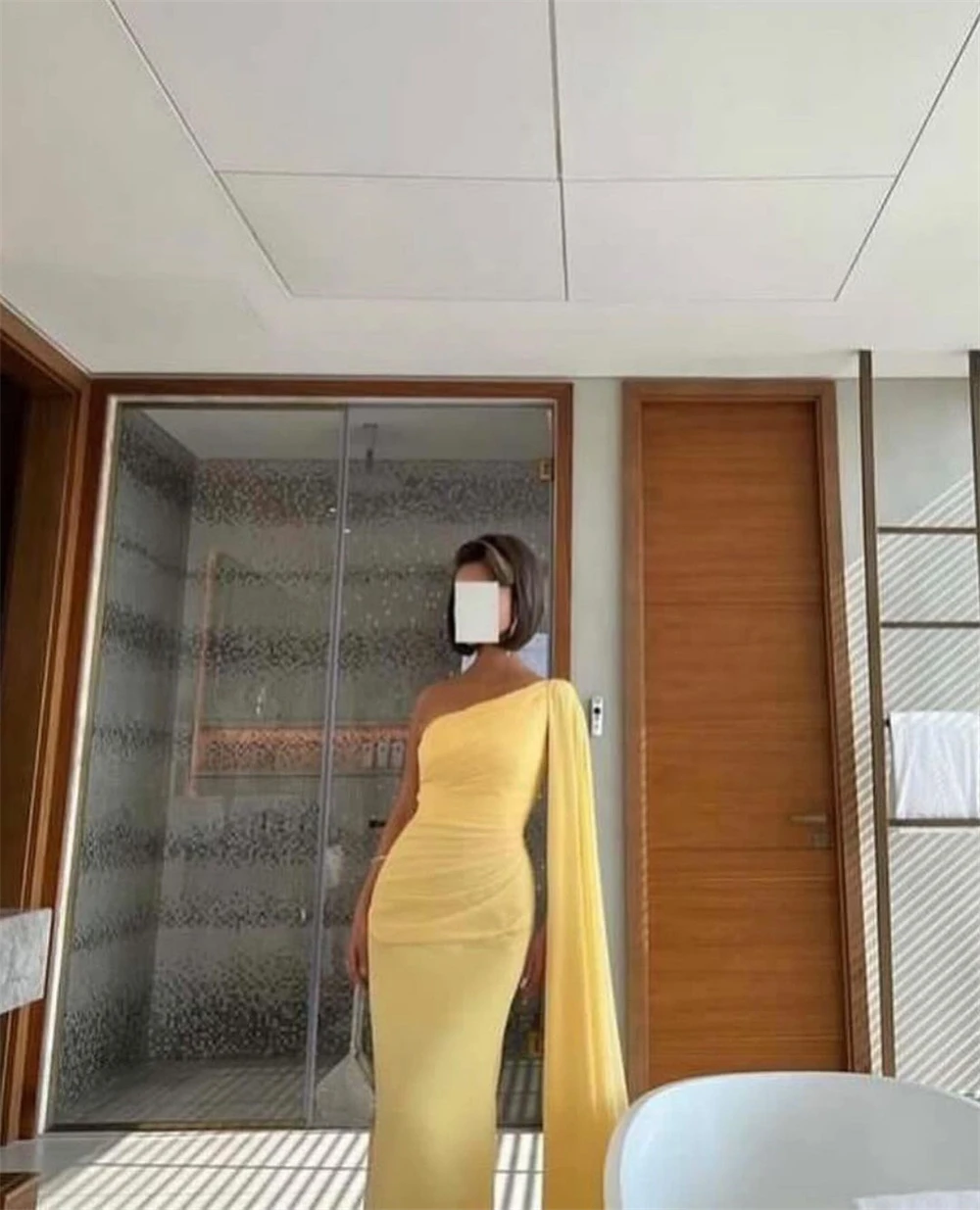 Customized Fashion One-shoulder Sheath Cocktail Fold Draped SOccasion Evening Gown vestidos para eventos especiales