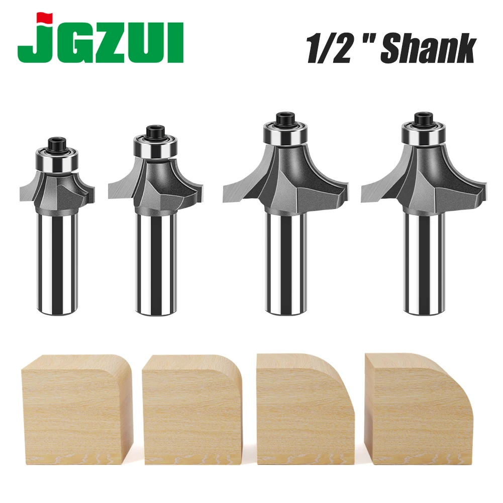 12mm 1/2in Shank Corner Round Over Router Bit with Bearing Carbide Milling Cutter Roundover Bits Woodworking Tool