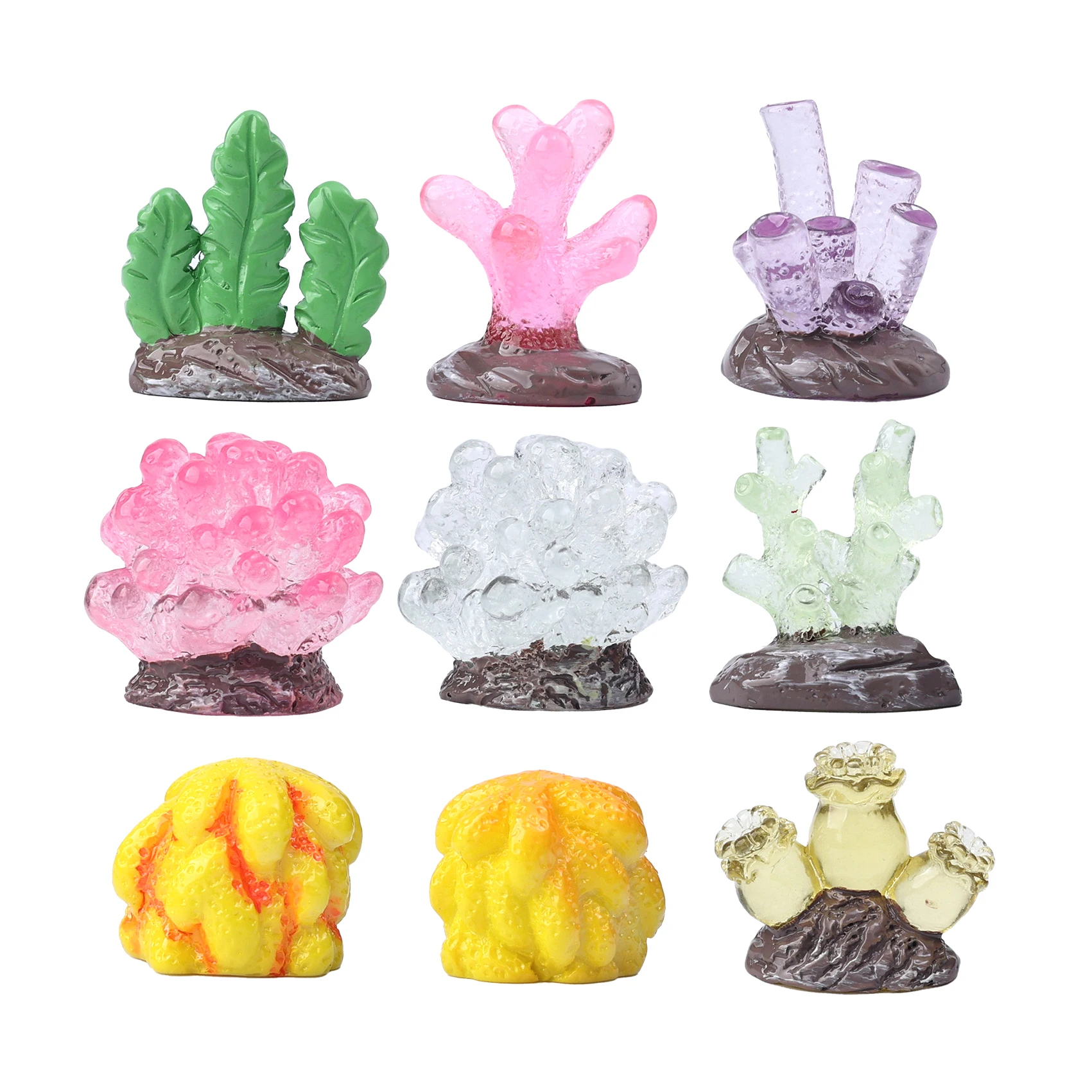 Mini Night Glow Resin Fish Tank Accessories Cute Colorful Aquarium Plants Decoration Resin Reef Rock Artificial Coral Adornment