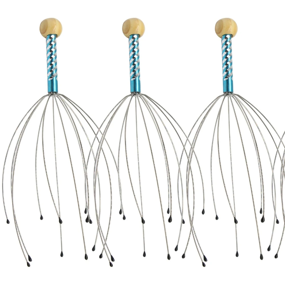 Head Massager Handheld Stainless Steel Engraved Massage Claw Scalp Scratcher Itch Reliever Soul Extractor for Scalp Relaxation