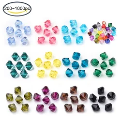 200~1000PCS Transparent Acrylic Beads Bicone Mixed Color 6x5.5mm Hole: 2mm/4x4mm Hole: 1.5mm