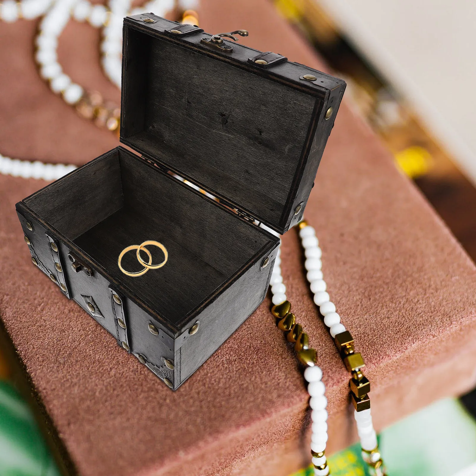 

Wooden Jewelry Box Vintage Organizer Sturdy Structure Scratch Resistant Storage Case for Jewelry Trinkets Sundries Decorative