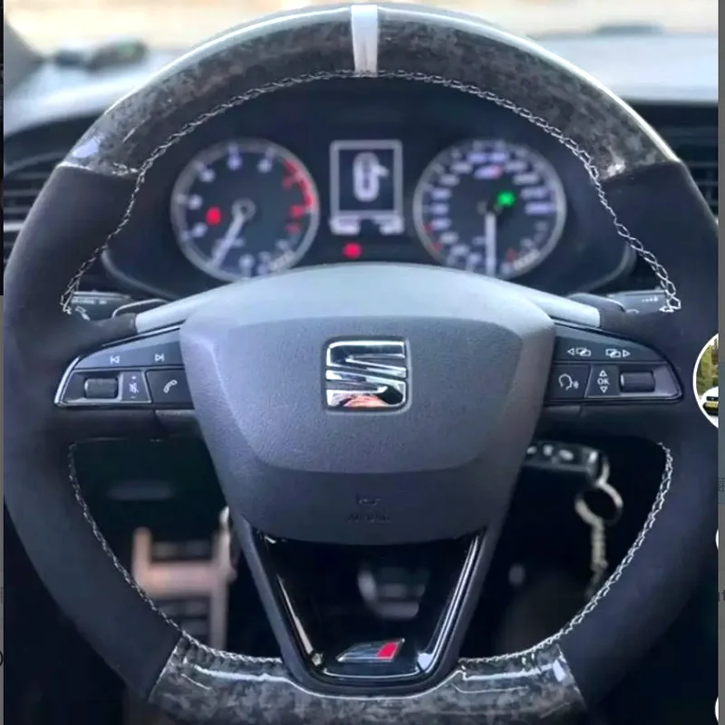 

Red Mark Non-slip Leather Car Steering Wheel Cover for Seat Arona 6F0 2020 Seat Leon Cupra R L Suede Interior