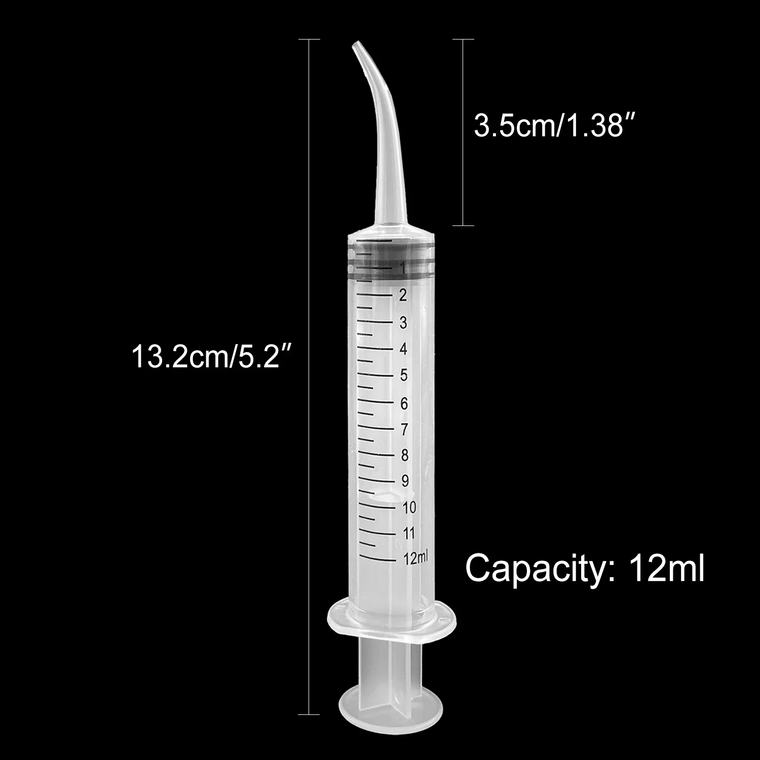 5pcs Disposable Dental Irrigation Syringe with Curved Tip 12ml for Dentist Use Dental Consumable Material Dental Instrument