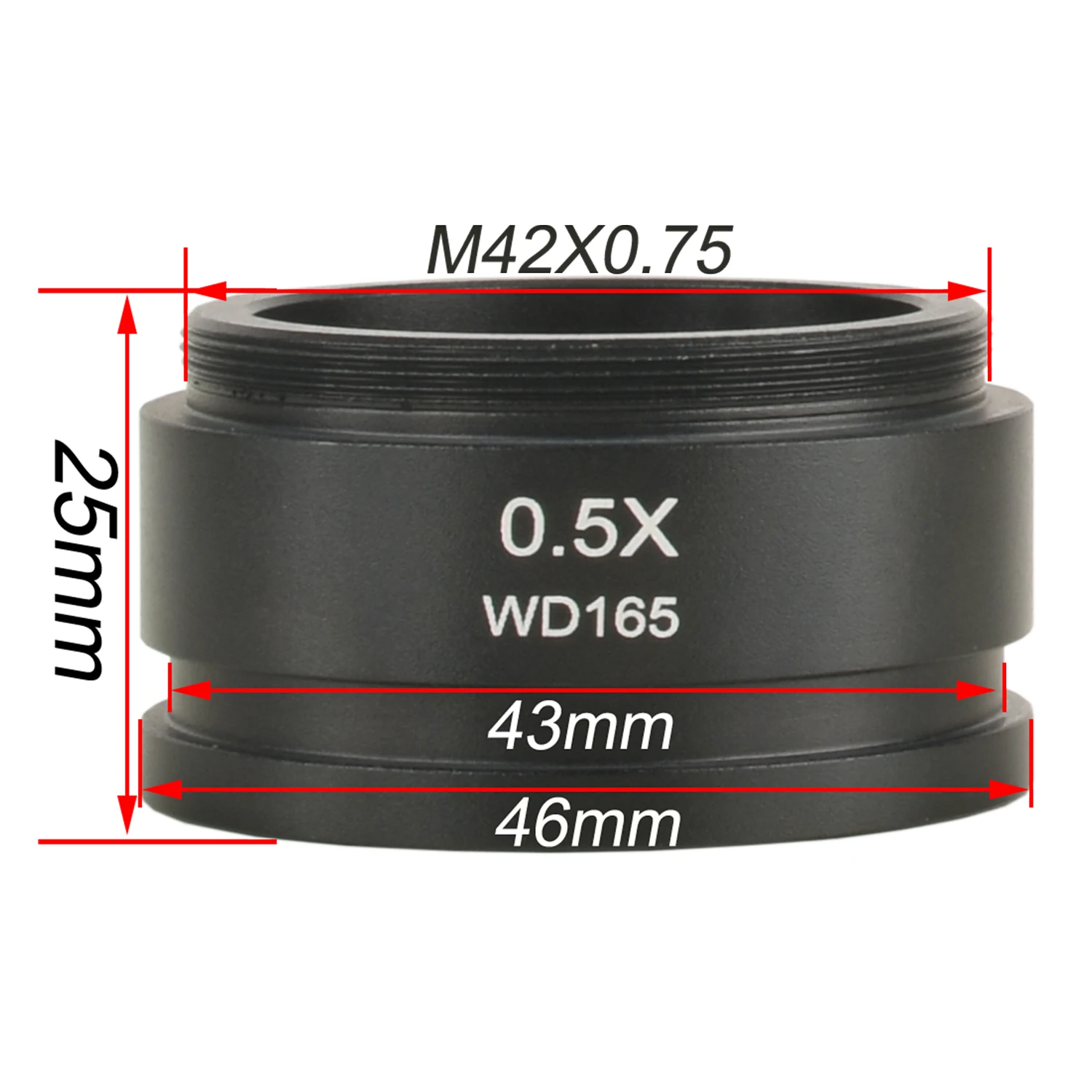 Objetivo auxiliar del microscopio KOPPACE 0.5X, distancia de trabajo de 165 mm, tamaño de conexión 42 mm
