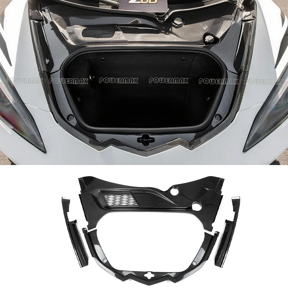 DRY Carbon Fiber Front Frunk Cover Trim Replacement Exterior Accessories for Corvette C8 Z06 Z51 2020-2024