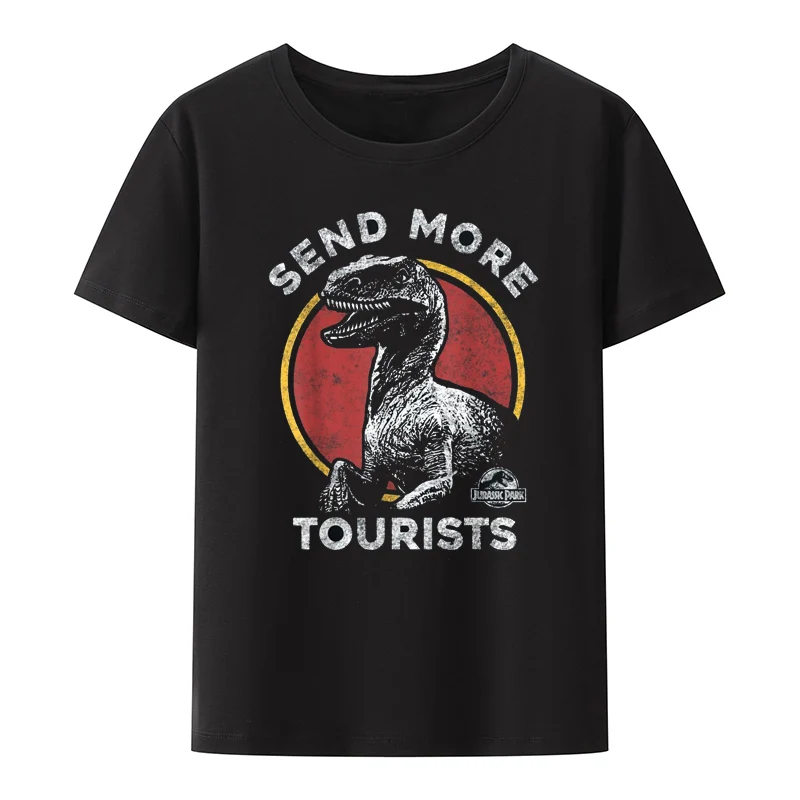 Jurassic Park Send More Tourists Raptor Graphic T-Shirt Men Women Summer Short-sleev Breathable Graphic Tee Classic Vintage Tops