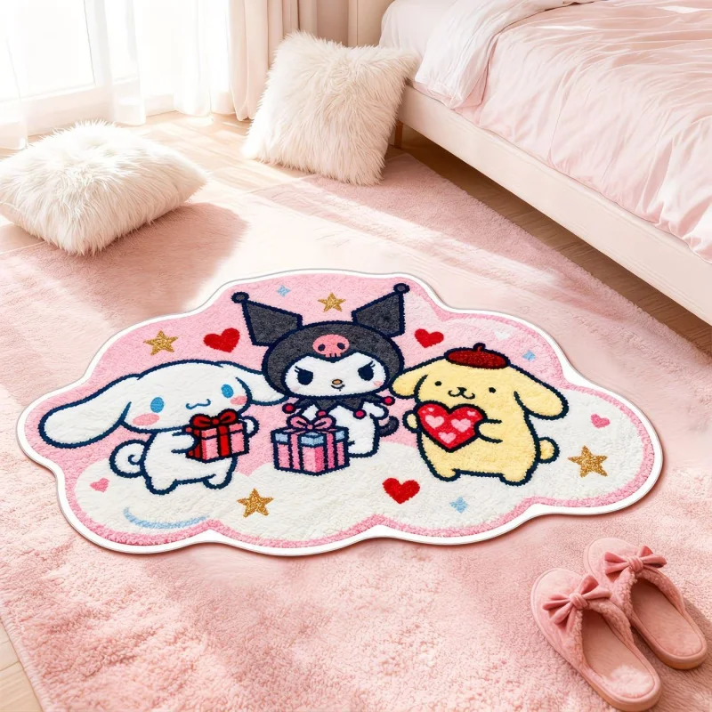 Girls Bedroom Decor Rug Sanrio Characters Cloud Faux Cashmere Gift Heart Non‑Slip Indoor Mat