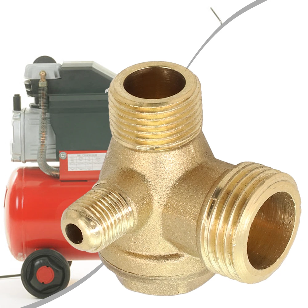 3-Port Brass Air Compressor Check Valve Central Pneumatic Male Thread G1/2 G3/8 Workshop Equipment Tool Accessory