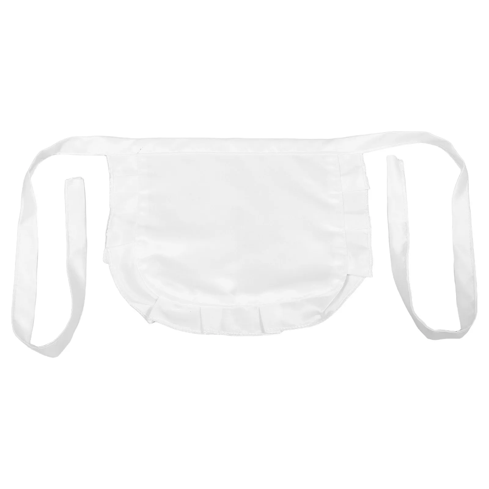 Witte taille schort met lange riem - gegolfde halve schort voor dames - meid cosplay kostuumaccessoire voor keukenserverfeest