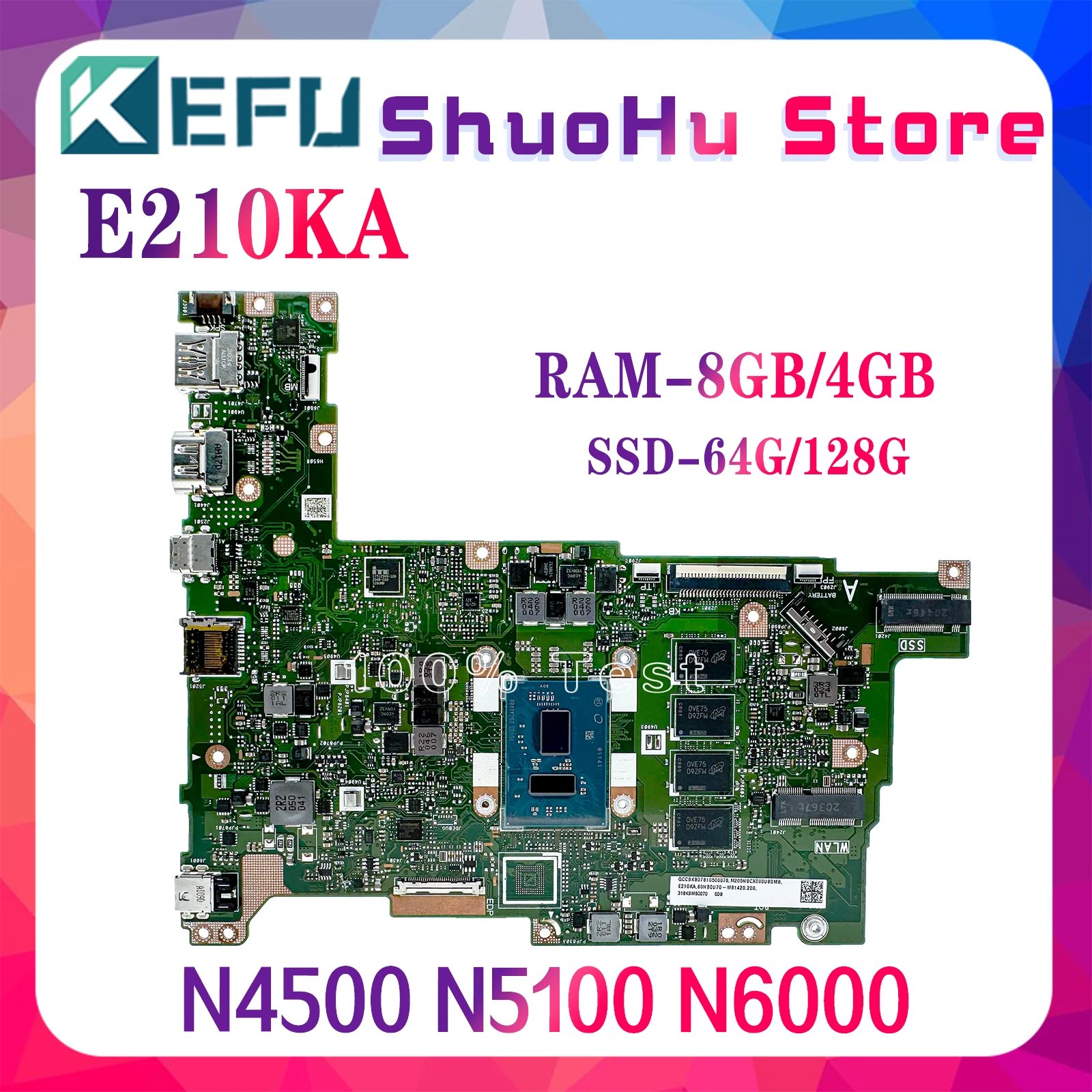 

KEFU E210KA Mainboard For ASUS Vivobook Go 12 L210K E210K E210KA L210KA Laptop Motherboard 4GB/8GB-RAM CPU N4500 N5100 N6000