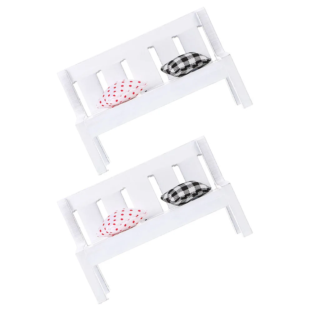 2-set mini-meubels klein bankje decor voor poppenhuis simulatie accessoires micro landschap scène prop mini-ornament