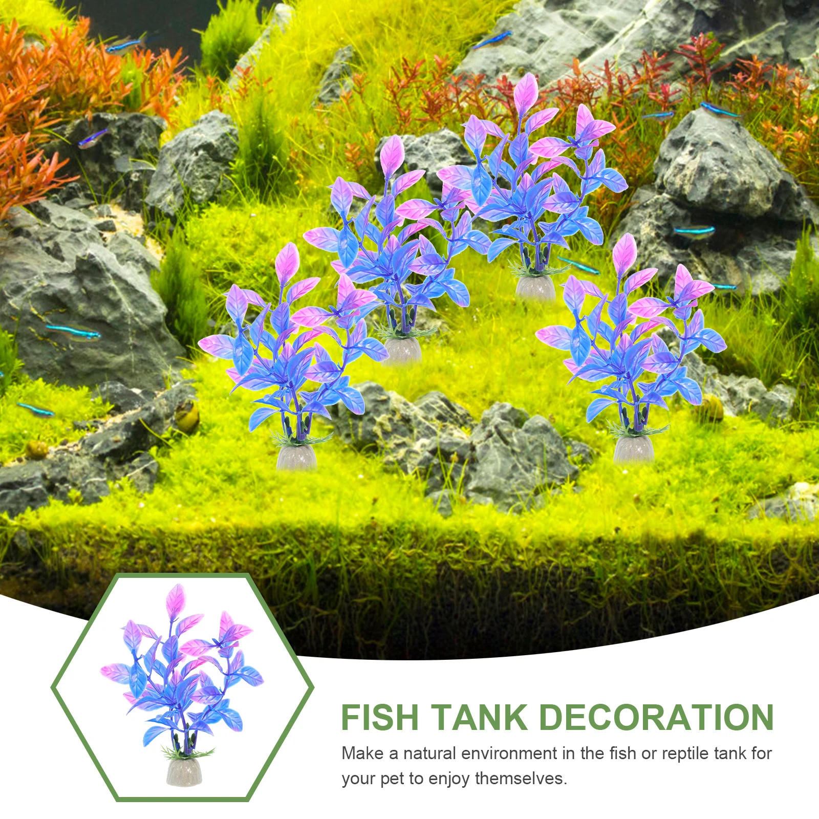 

10Pcs Artificial Aquarium Plants Realistic Fish Tank Decorations Plastic Underwater Landscape Accessories for Aquatic Tanks