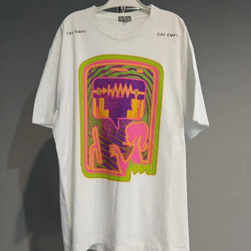 

High Street Hip-hop Cavempt T Shirt Brainwave Network Girl Print Men Women Loose Casual C.E Short Sleeved T-shirt