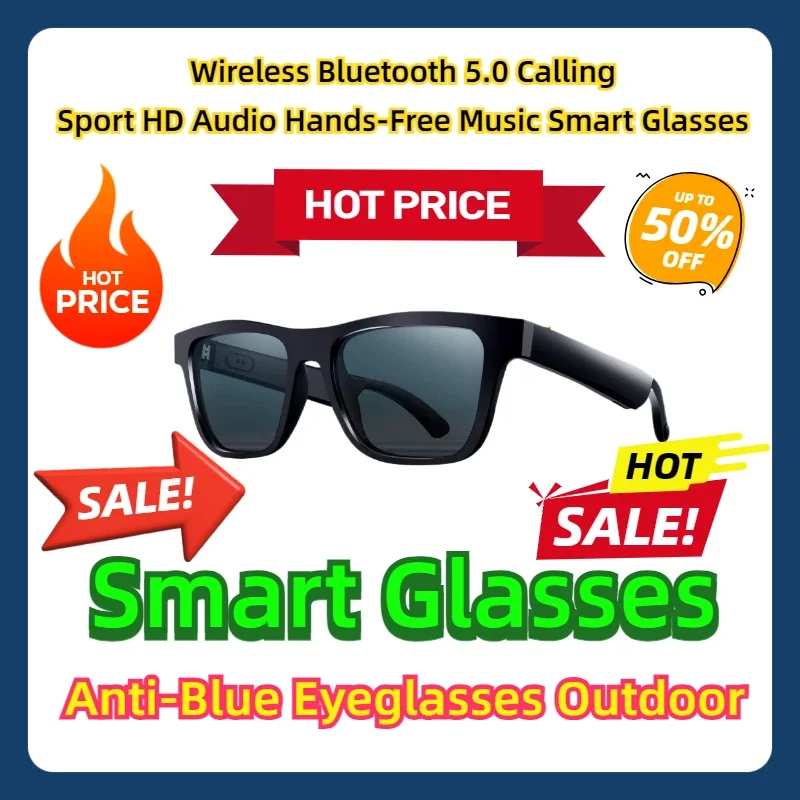 

Anti-Blue Eyeglasses Outdoor Smart Glasses Wireless Bluetooth 5.0 Calling Sunglasses Sport HD Audio Hands-Free Music