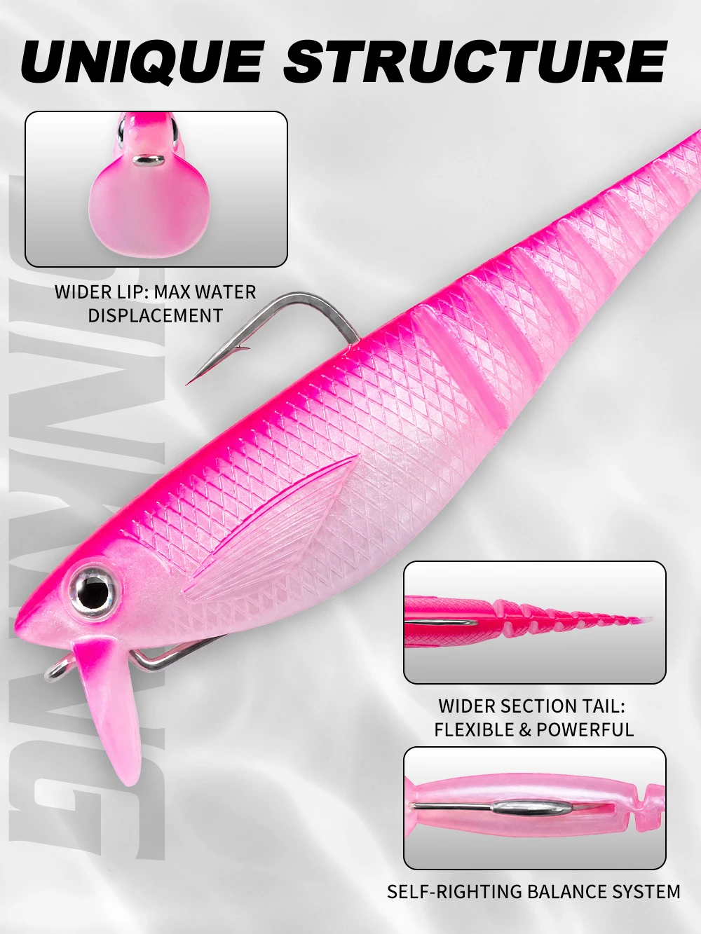 Hunthouse Section-X 4.0SS UV Wider Lip Segmentierter Weicher Swimbait 100mm 10g Langsam Sinkender Salzwasser-Angelköder für Wolfsbarsch LW232 – Detail 6