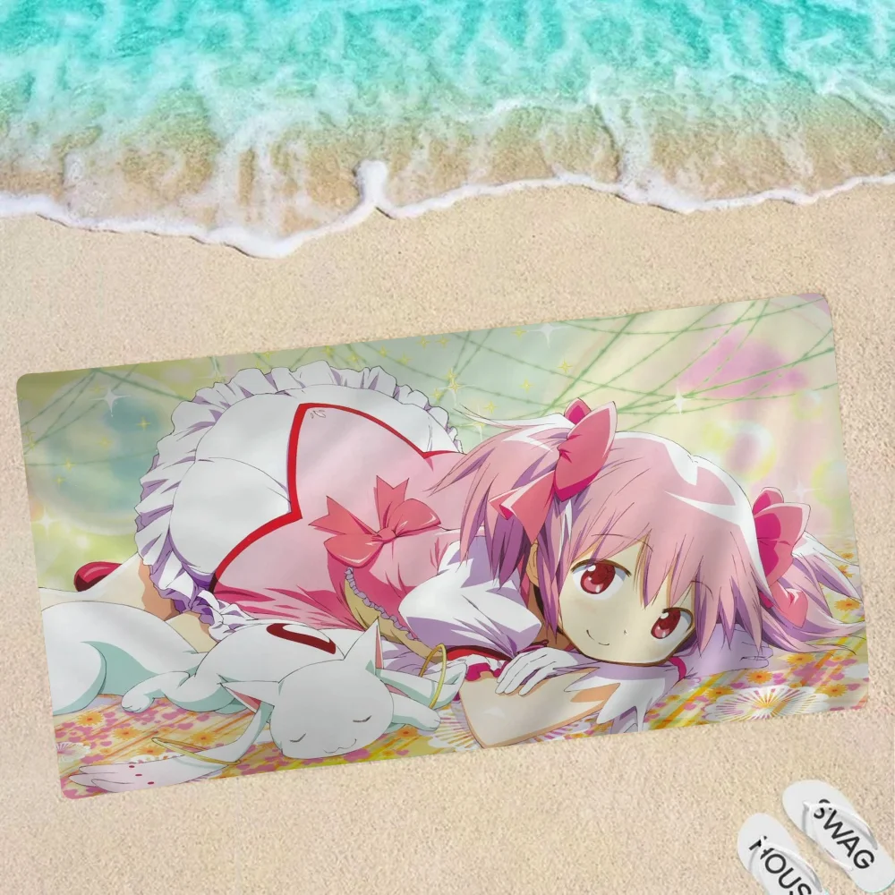 Puella Magi Madoka Magica Toalla de playa dibujos animados lindo verano niños Toalla de playa de baño grande microfibra absorbente para viajes de natación