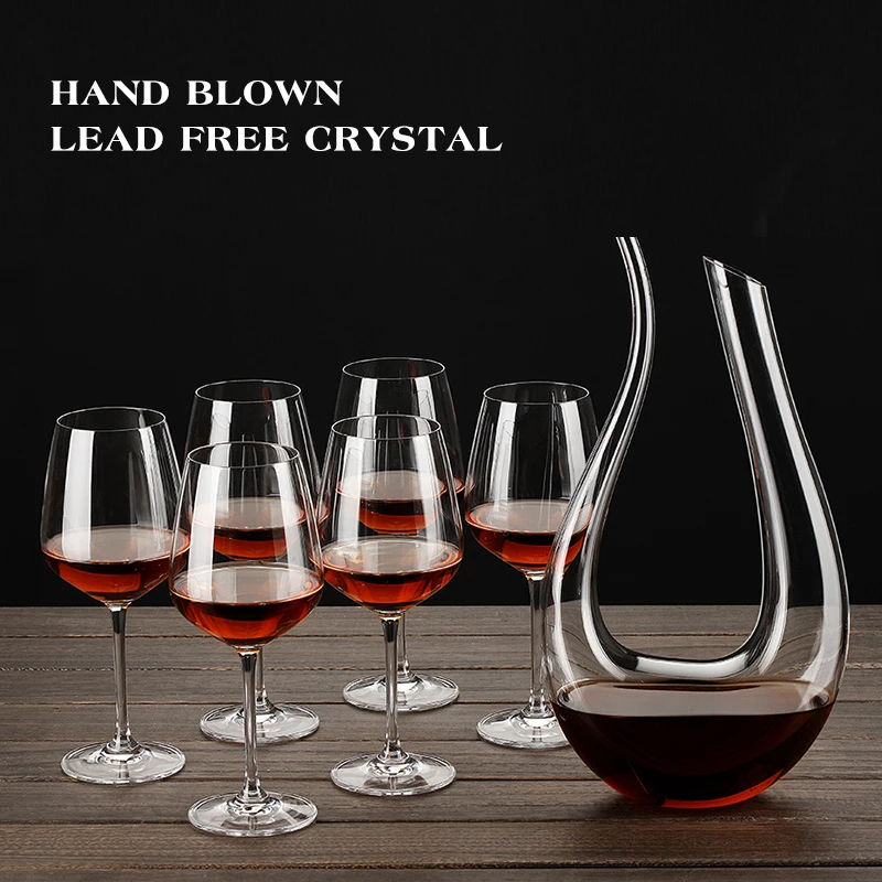 Glass U Shape Classic Decanter, Crystal Glass Home Bar 1.5L Lead-free Crystal Glass, Hand-blown Red Wine Decanters Carafe