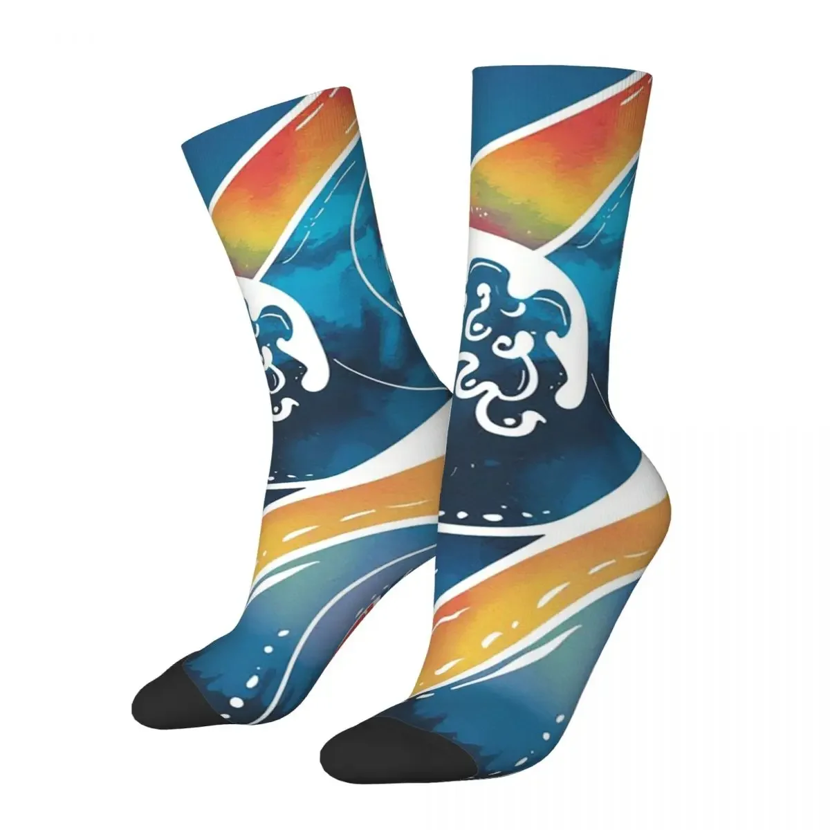 

Pattern Beautiful Colorful Waves Socks Harajuku Stockings All Season Long Socks Accessories for Man's Woman's Birthday Present