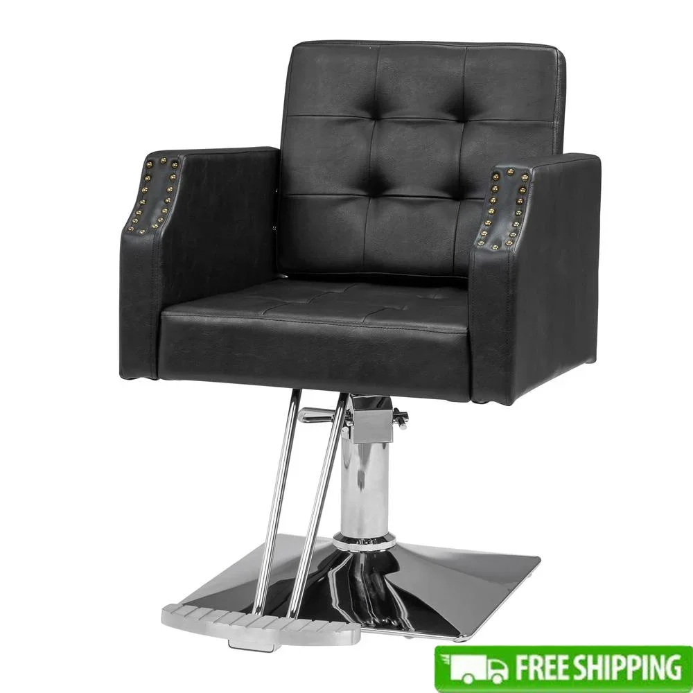 Professional Hydraulic Barber Chair 360° Swivel Beauty Salon Chair Heavy Duty PVC Leather Armrest Cushion Scratch Resistant