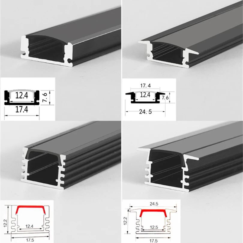 Perfil de aluminio LED blanco y negro, lámpara de barra con forma de V/U/YW, decoración de fondo para sala de estar, pasillo, canal de Luz lineal,