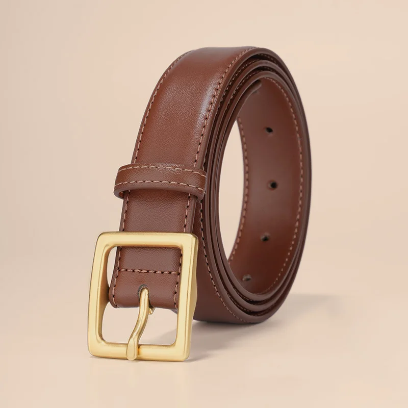 여성을 위한 새로운 정품 가죽 벨트, 다용도 핀 버클 심플한 개성 매칭 청바지 벨트, 캐주얼 틈새 벨트