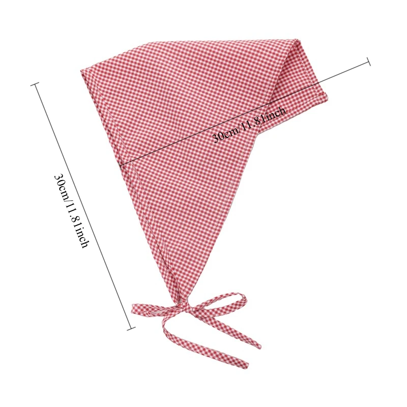 French Country-Style Checkered Headscarf for Women Decorative Triangle Scarf for Stylish Teenage Girls Hair Tying Scarf Headband image 3