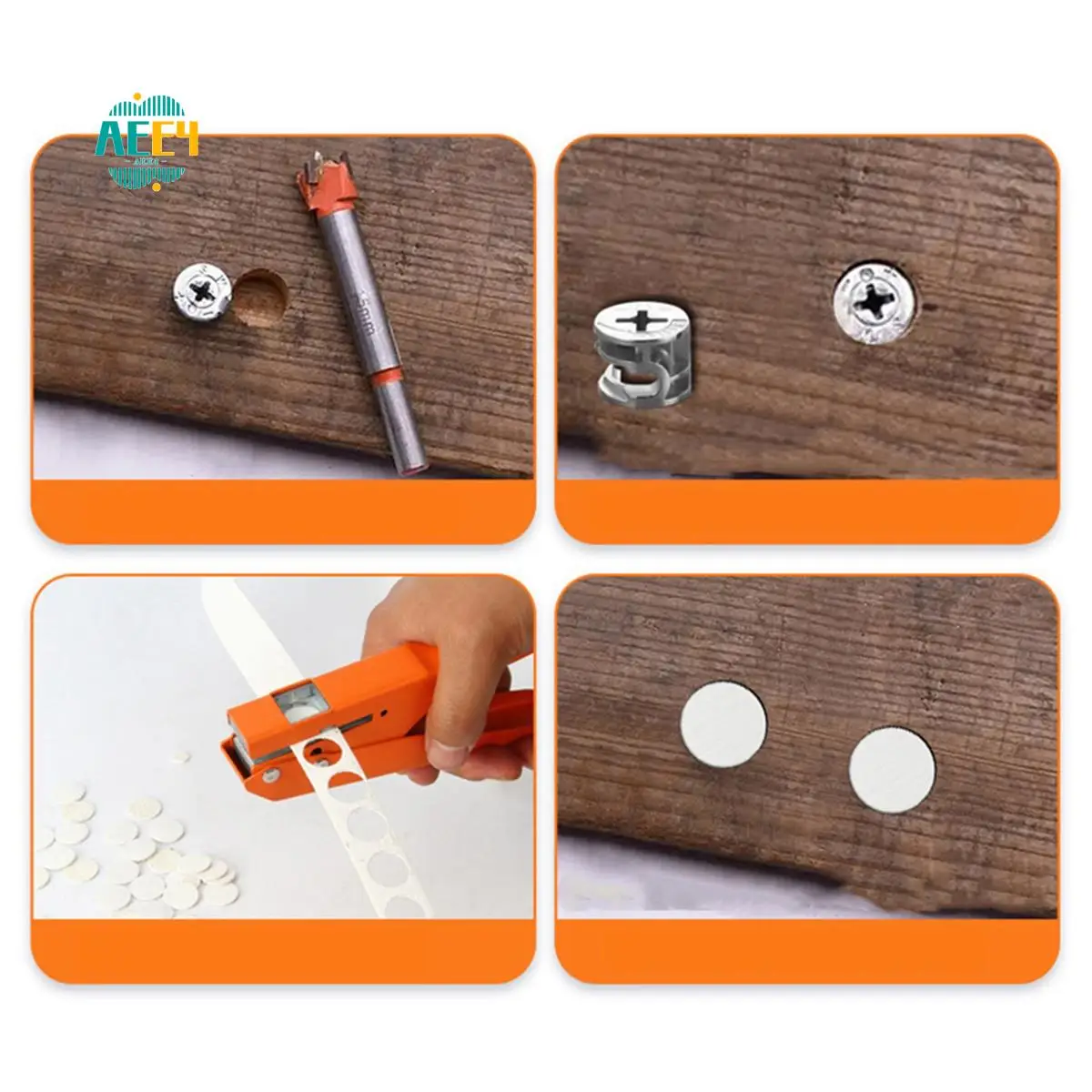 

AEE4-Edge Banding Punching Pliers Punching Tool Countersink Drill Bit Screw Hole Hat Woodworking Tool