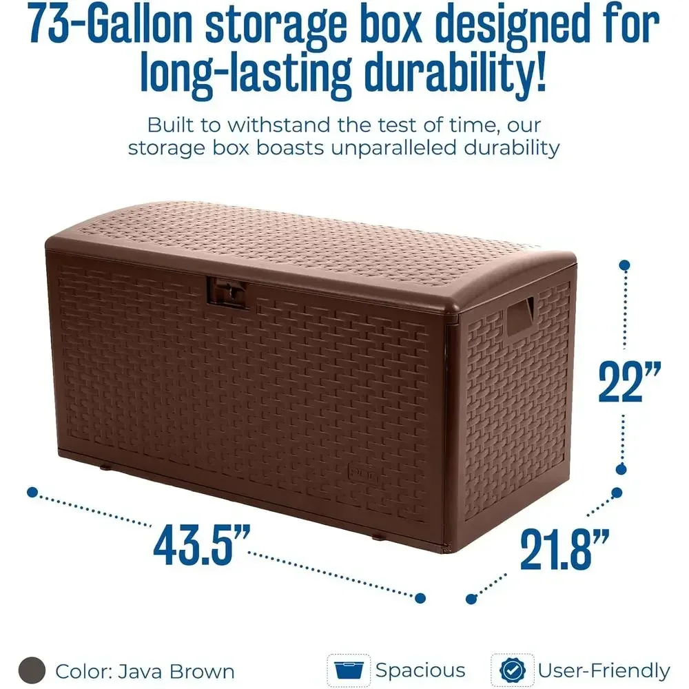 73 Gallon Outdoor Storage Deck Box with Stand Closure in Java Color