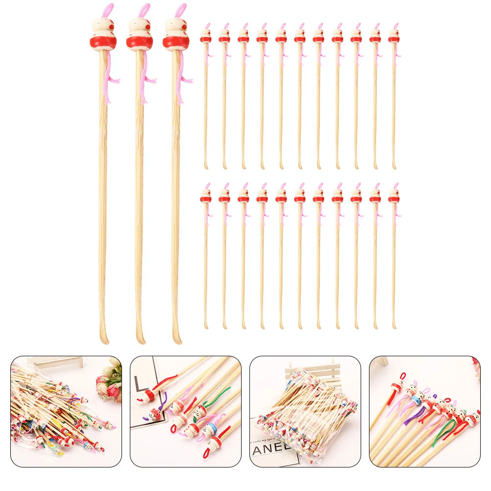 100 Pcs Bamboo Ear Scoop Small Spoons Delicate Cleaner Tools Household Decorative Wax Portable Pickers