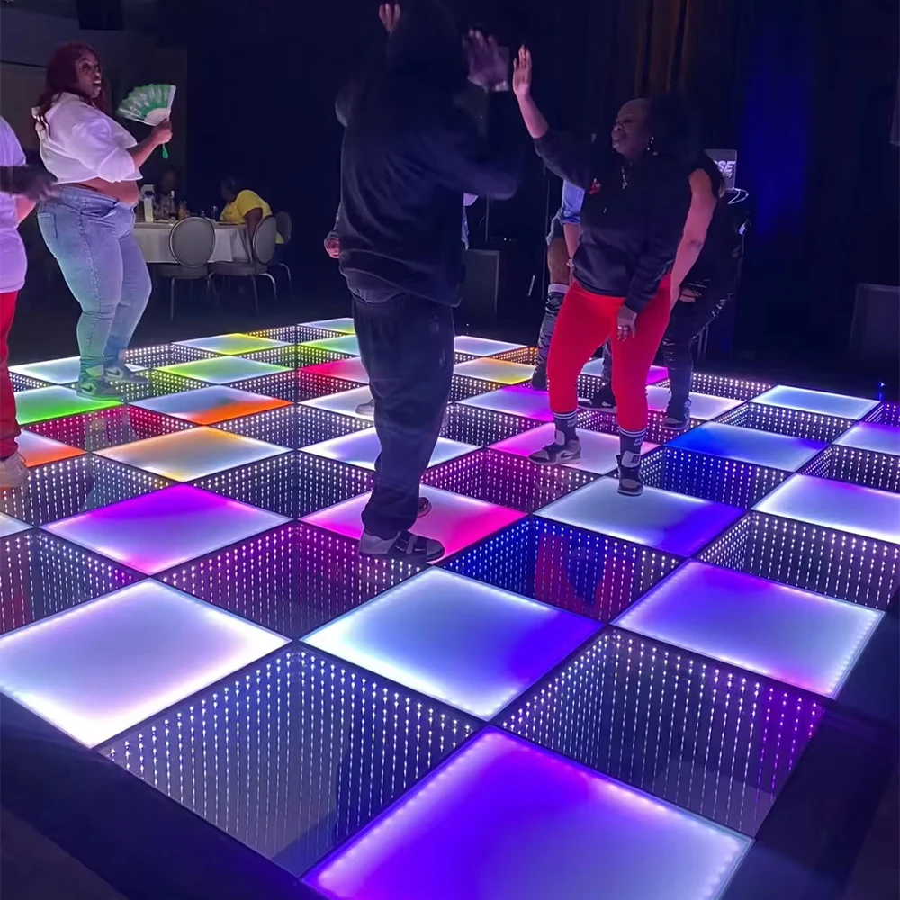 3d Infinity Mirror Video Light Led Dance Floor Tile Light Stage KTV Advertising Signs Magic Abyss Mirror Stage Underground Light