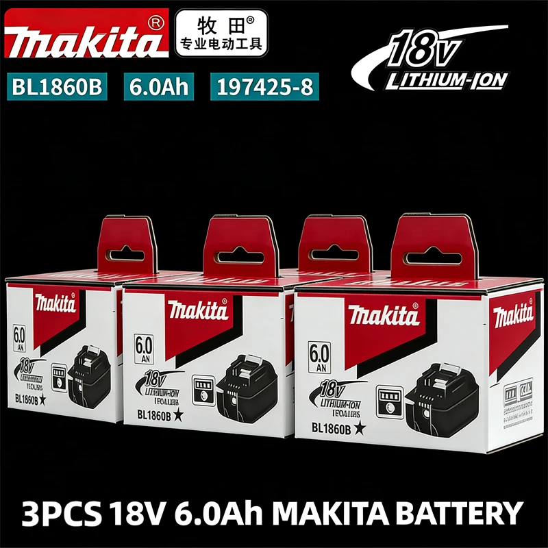 

6000mAh Original Makita 18V 6.0Ah battery,for Makita BL1830， BL1830B， BL1840 ，BL1840B ，BL1850 BL1860B power tools battery to
