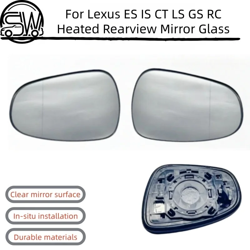 

For Lexus ES IS CT LS GS RC 2013-2017 Heated Rearview Mirror Glass with Blind Spot Warning, Convex Side Mirror Lens