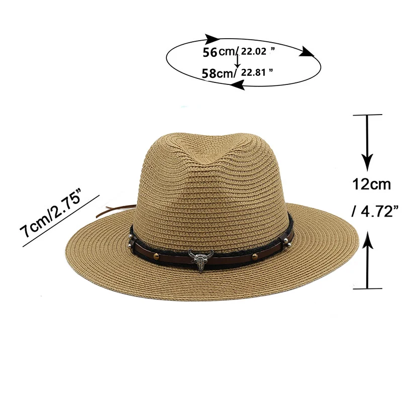 Simple Summer Hat Women Panama Straw Hat Fedora Beach Vacation Wide Brim Visor Casual Summer Sun Hats for Men Sombrero 56-60cm