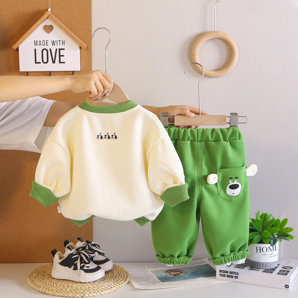 Children's Clothing Toddler Boys Fall Outfits 2026 Spring Autumn Baby Boy Clothes Cute Pocket Sweatshirts and Pants 2 Piece Set