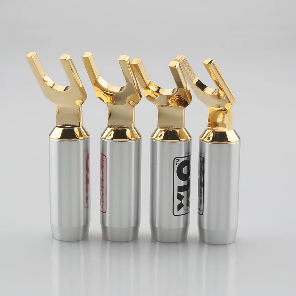 4 sztuk XLO elektryczne XLO HT PRO złącze Hifi Y Spade wtyczka 9mm mosiężne złote Plated kabel głośnikowy widelec złącze wtyczki