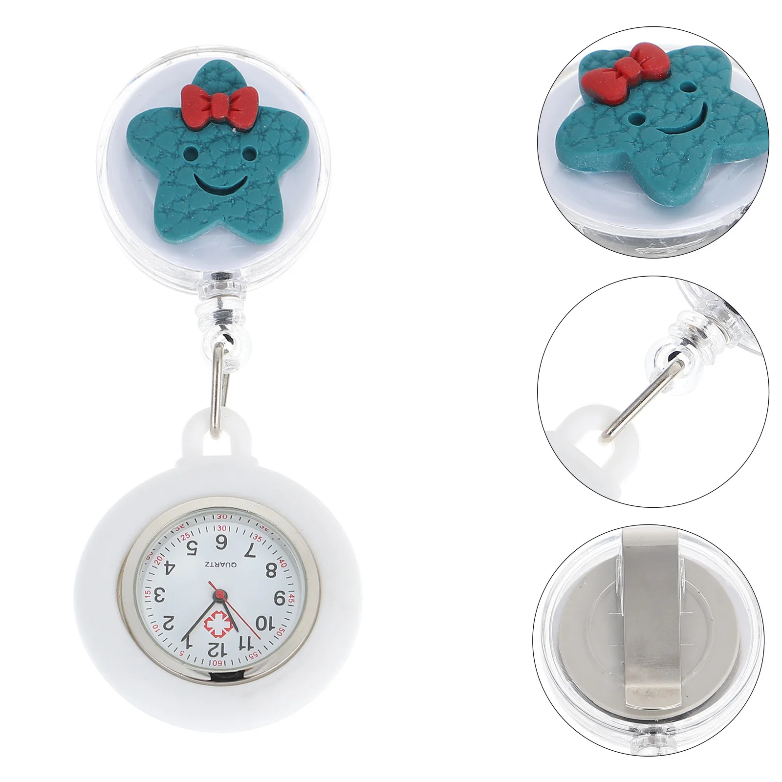 ساعة جيب بمشبك على شكل نجمة كرتونية للممرضات، ساعة كوارتز محمولة قابلة للسحب، معلقة #1