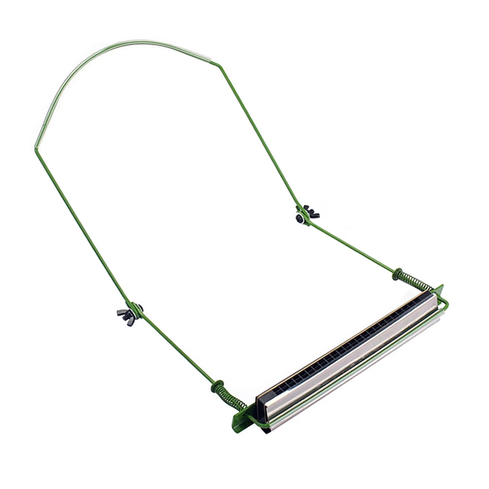 

10 Holes Harmonica Holder Neck Stand Durable Stainless Steel Double and Comfortable Green