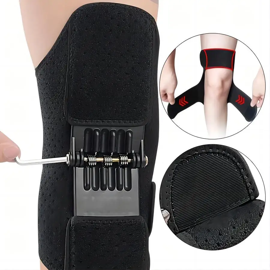 1 pc Knee Brace Support with Powerful Rebound Springs,Adjustable Hook&Loop Closure,Running Sports Stabilizer Pads for Men&Women