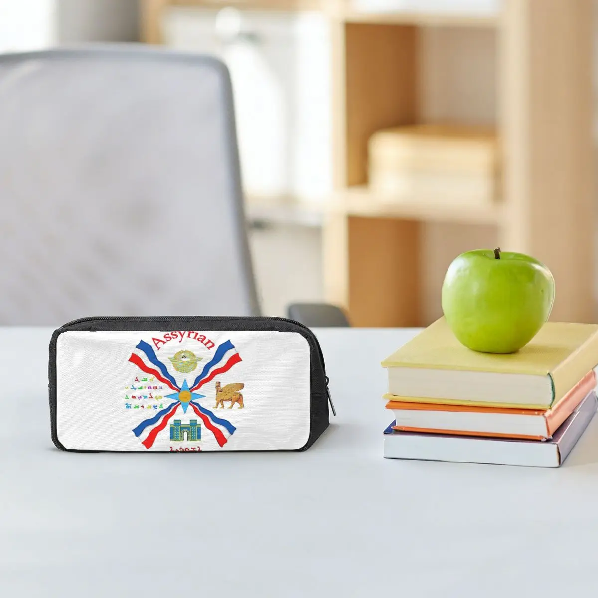Luxury Assyrian Suryoyo Flag Pencil Cases for Student School Pen Box Pencil Bag Large Capacity Pencil Pouch Pen Holder
