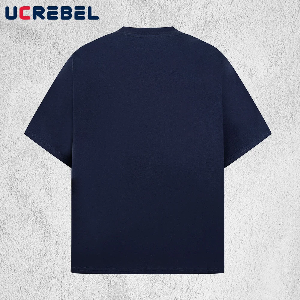 Creative Print Short Sleeve T-shirt Mens Summer Y2k Streetwear Loose Crew Neck Half-Sleeve Cotton Tee Man