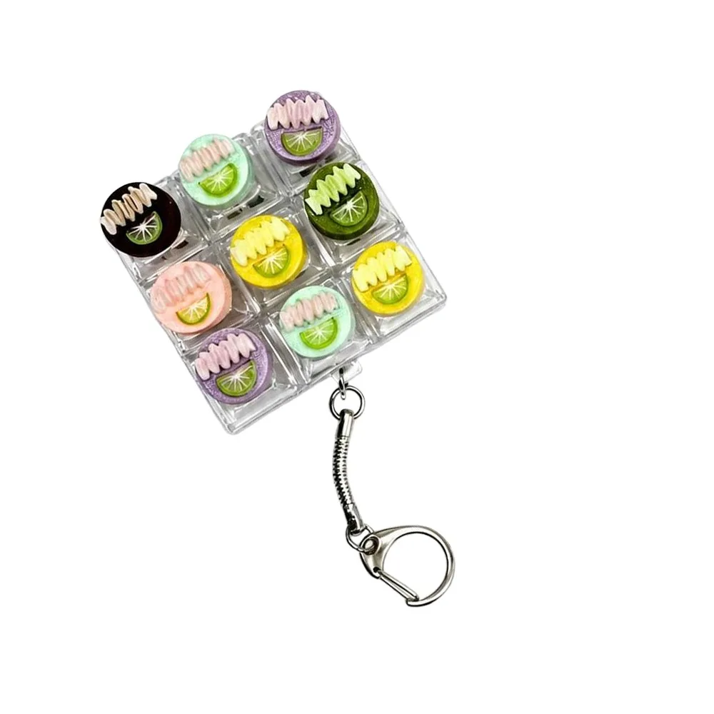 Pressable Buttons Fidget Button Keychain Stress Relief Multi Buttons Button Squeeze Keychain Cute Dessert Finger Keyboard Cap