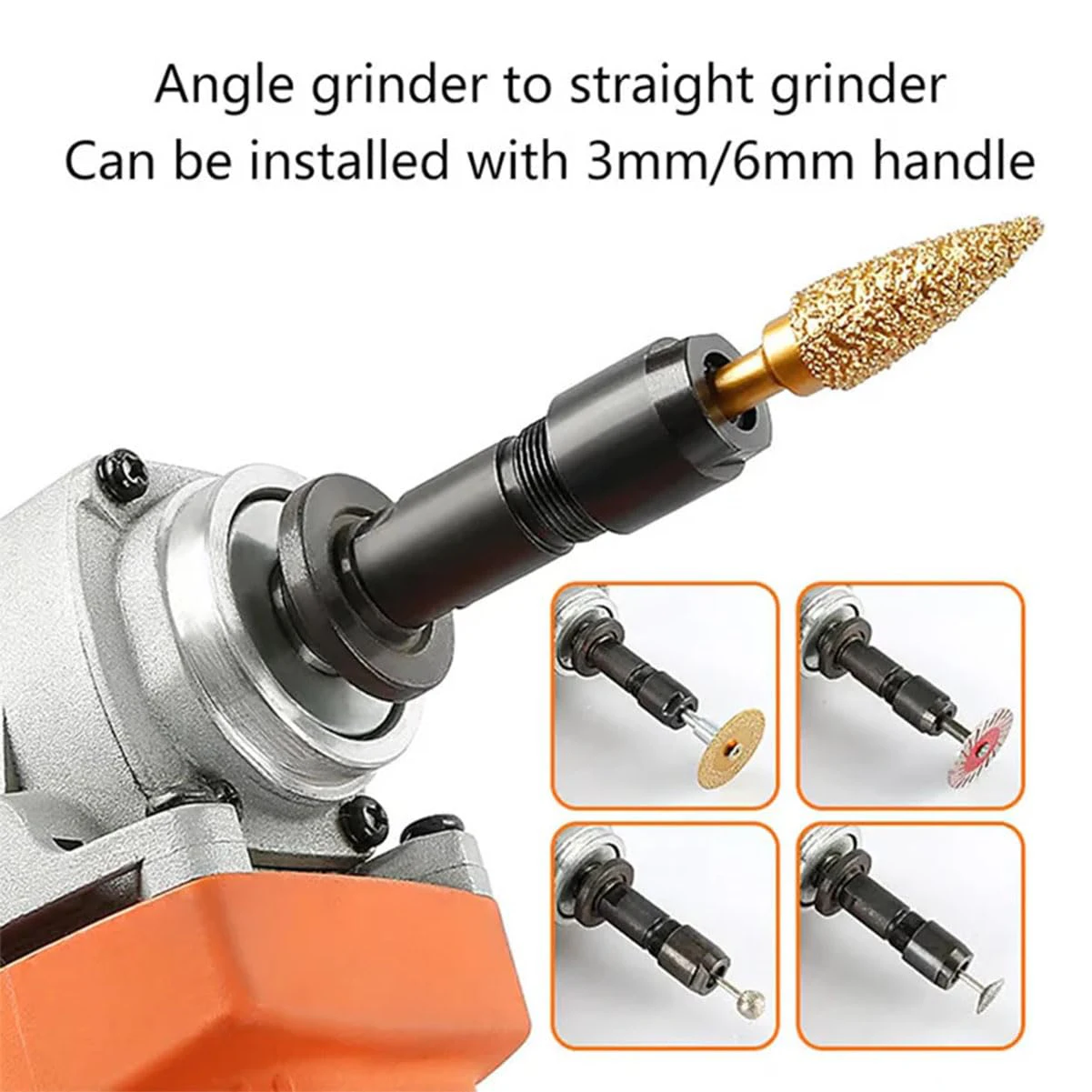 

Angle Grinder Adapter 6mm 3mm Multi Functional Power Tool Accessory for Converting Grinder to Straight Polisher