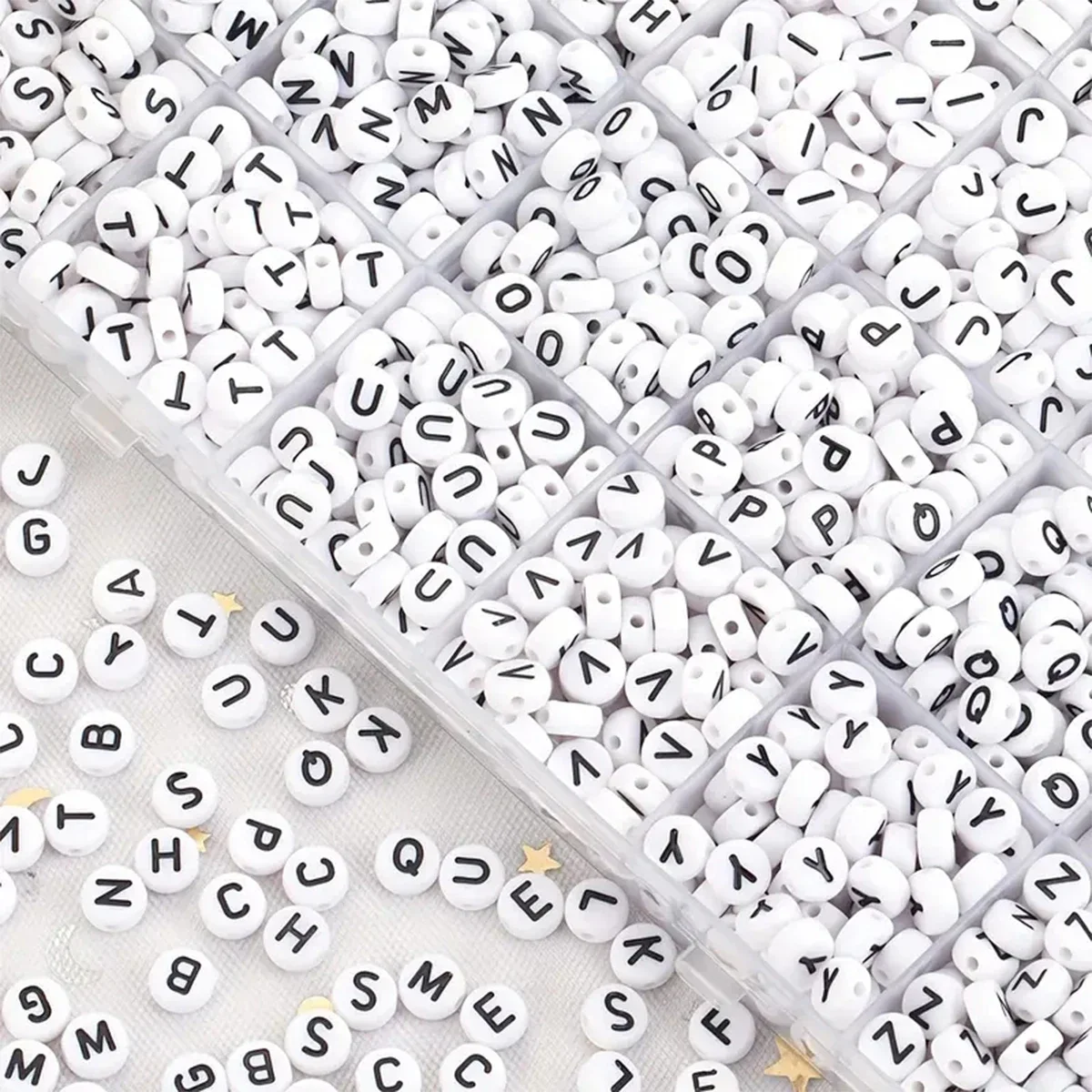 100-500PCS Acrylic A-Z 26 Letter Beads Round Loose Spacer White Alphabet Beads for Jewelry Making Necklace Bracelet Accessories