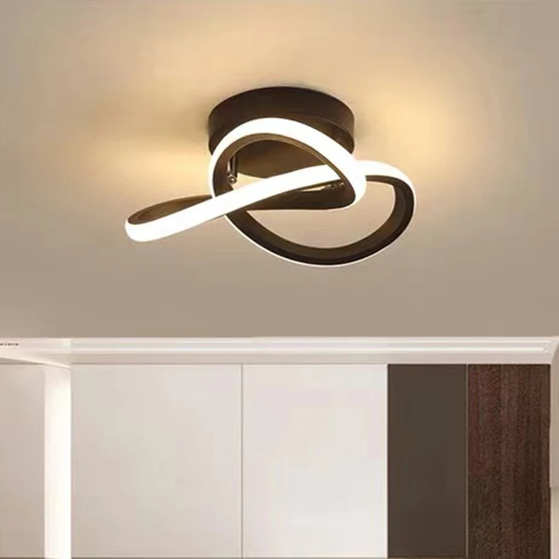 Plafonnier LED en silicone au design moderne, disponible en noir et en blanc, luminaire décoratif de plafond, idéal pour un couloir, une entrée ou un balcon