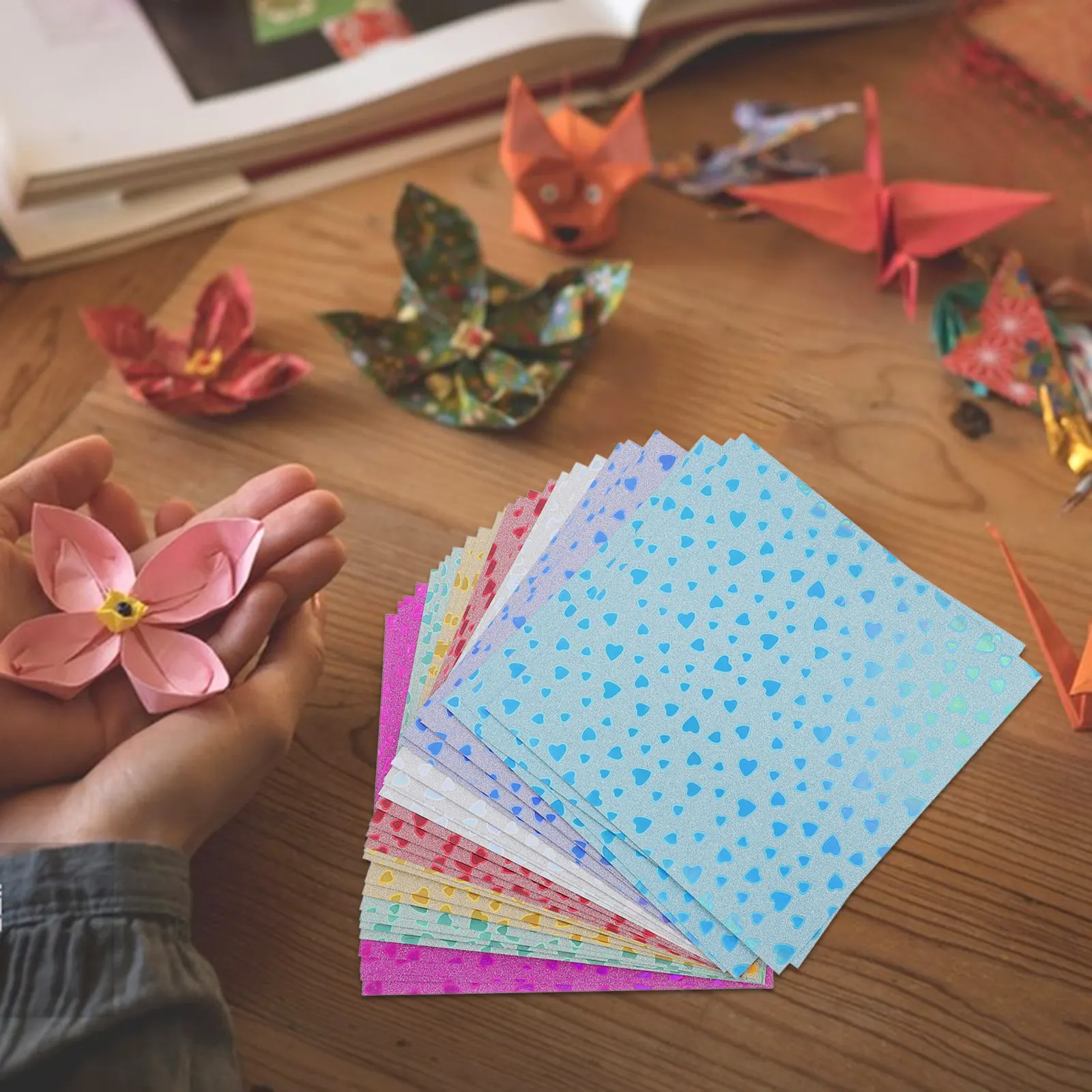 

28Pcs Sparkly Colored Origami Paper Sheets Iridescent Shiny Square Folding Craft Supplies for Handmade Cards Invitations