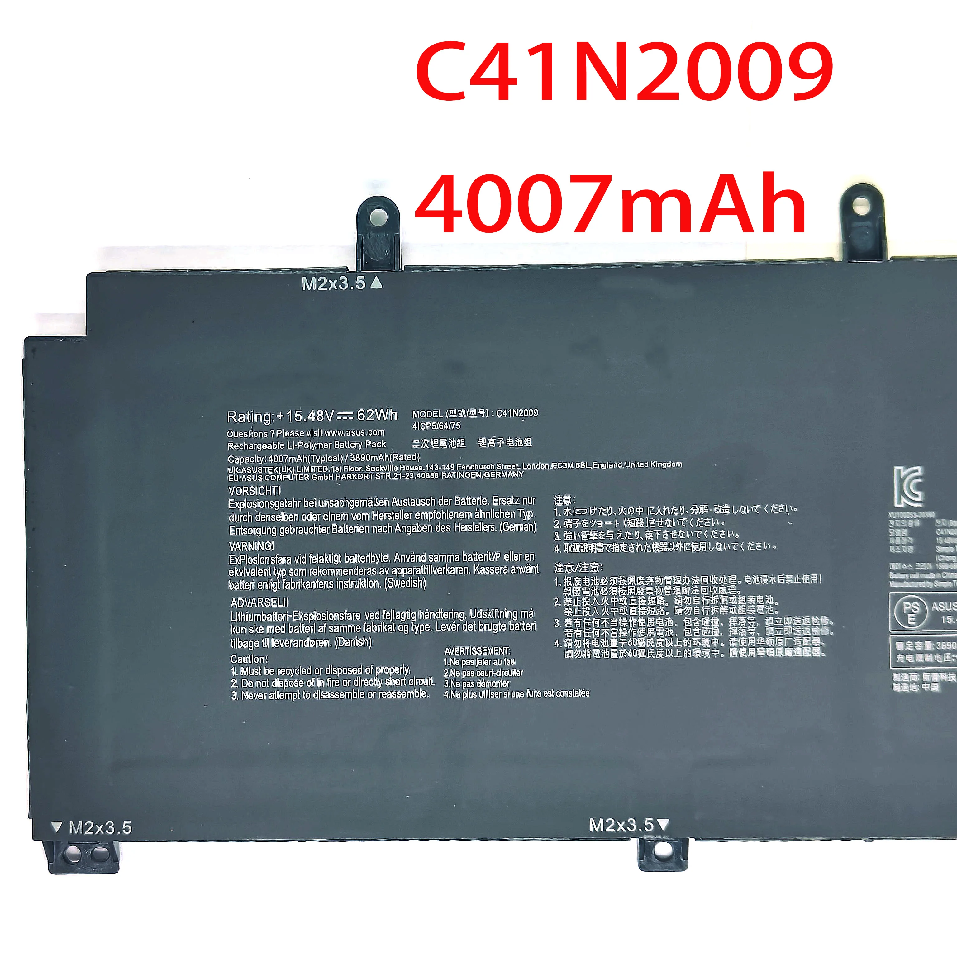 Marvenho New 62wh 15.48V 4007mah C41N2009 Laptop Battery for ASUS ROG Flow X13 GV301QC GV301QE GV301RA GV301RC PV301QH