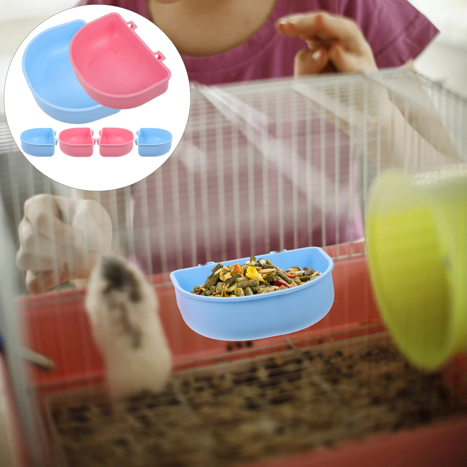 

6Pcs Comfortable Mealtime Bowls Safe Material Hanging Chinchilla Feeder Daily Use Pet Accessories Hamster Bowl